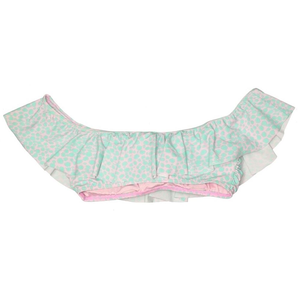 Victoria's Secret Off Shoulder Ruffled Bikini Top Pink And Blue Leopard Size M